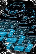 Neon Blue Cars Keyboard Theme poster