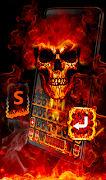 3D Fire Burning Skull Keyboard Theme syot layar 1