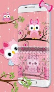 Pink Bow Owl Keyboard Theme Plakat