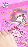 Lovely Cuteness Pink Unicorn Keyboard Theme imagem de tela 1