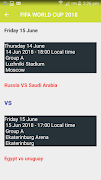 2018 WORLD CUP Time Table captura de pantalla 1