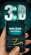 3D Neon Hologram Black Keyboard Theme & Emoji screenshot 3