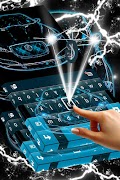 Neon Blue Cars Keyboard Theme screenshot 1