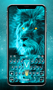 Blue Glow Lion Keyboard Theme poster