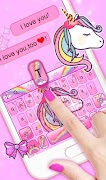 Lovely Cuteness Pink Unicorn Keyboard Theme โปสเตอร์