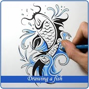 رسم السمك الملصق
