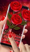 Romantic Flower Red Rose Sparkling Keyboard Theme 海报