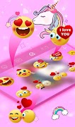 Lovely Cuteness Pink Unicorn Keyboard Theme imagem de tela 3