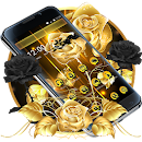 Black and Gold Rose Flower Theme APK