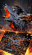 Fire Flaming Wolf Keyboard Theme постер