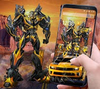 3D Yellow Transform Bee Robotic Battle Theme imagem de tela 1
