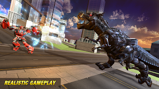 Robot Dinosaur Futuristic City Wars poster