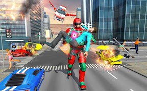 Flying Robot Rope Speed Hero - Rescue Mission تصوير الشاشة 5
