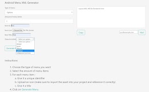 Android Menu XML Generator تصوير الشاشة 1