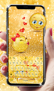 Golden Glitter Lovely Emoji Keyboard پوسٹر