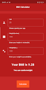 برنامه‌نما BMI Calculator عکس از صفحه