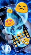 Horrible 3D Blue Flaming Skull Keyboard syot layar 4