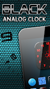 Czarny Zegar Analogowy Widget plakat