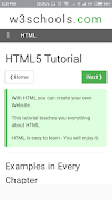 برنامه‌نما W3School html offline عکس از صفحه