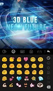 3D Blue Neon Future Keyboard Theme captura de pantalla 3