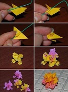 Tutorial de flor de papel Origami Cartaz