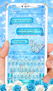 Blue Glitter Diamond Butterfly keyboard Theme screenshot 2