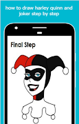 how to draw harley quinn and joker step by step poster