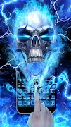 Horrible 3D Blue Flaming Skull Keyboard syot layar 2