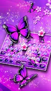 Tema de teclado de borboleta de néon roxo Cartaz