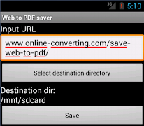 برنامه‌نما Web to PDF saver عکس از صفحه