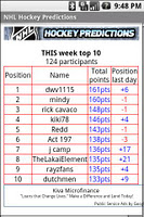Pro Hockey Pool predictions screenshot 1