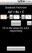 برنامه‌نما Quadratic Equation Factorizer عکس از صفحه