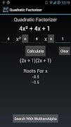 برنامه‌نما Quadratic Equation Factorizer عکس از صفحه