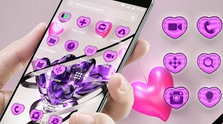 New purple crystal heart APUS launcher free theme Ekran Görüntüsü 6