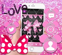 Pink Black Minny Bowknot Theme Ekran Görüntüsü 6