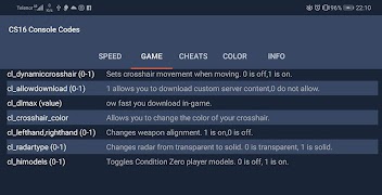 برنامه‌نما CS 1.6 Console Codes عکس از صفحه