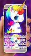 最新版、クールなKawaii Unicornのテーマキーボー ポスター