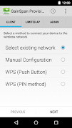 GainSpan Provisioning screenshot 1