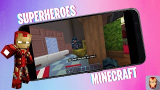 Superheroes in Minecraft PE poster