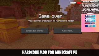 Hardcore Mod for Minecraft PE पोस्टर