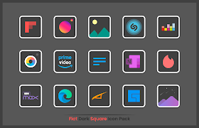 Flat Dark Square - Icon Pack স্ক্রিনশট 1