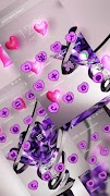 New purple crystal heart APUS launcher free theme Ekran Görüntüsü 1