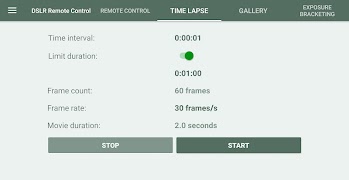 برنامه‌نما DSLR Camera Remote Controller عکس از صفحه