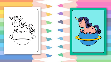 Unicorn Kawaii Coloring Pages screenshot 1
