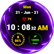 Fluid Purple Watch Face imagem de tela 1