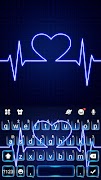 برنامه‌نما تم صفحه کليد Neon Blue Heartbe عکس از صفحه