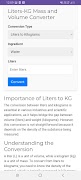 Liters to Kilograms to Liters Screenshot 1