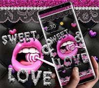 Glitter Pink Lips Sweet Love Theme Cartaz