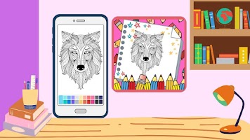 Poster Wolf Mandala Coloring Game