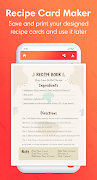 برنامه‌نما Recipe Card Maker - Cook Cards عکس از صفحه